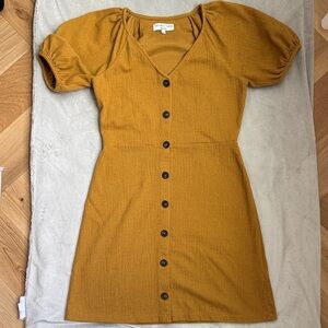 Madewell Mustard Button-Down Mini Dress
